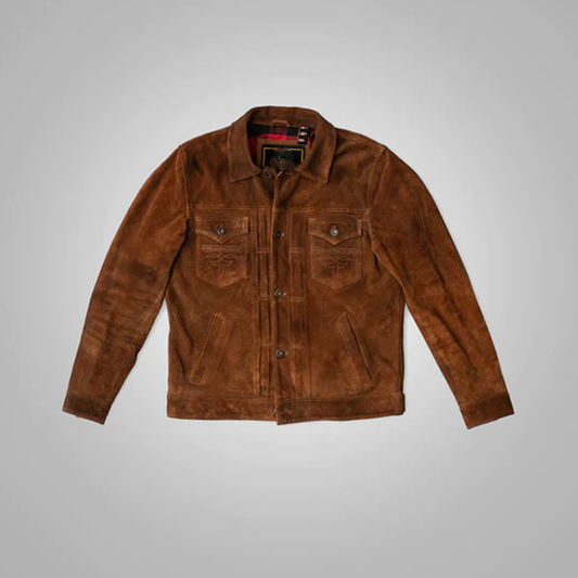 brown leather jacket