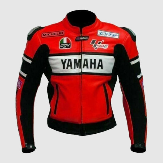 New Red MotoGP Motorbike Leather Jacket Cowhide leather biker Jacket For Men