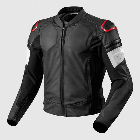 New Black Men Motorcycle Racing Leather Riding Biker Jacket