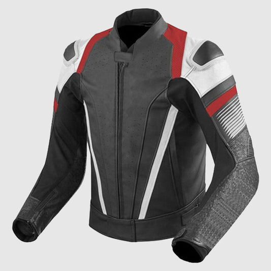 Men Red Flash Gear Leather Motorbike & Motogp Racing Leather Biker Jacket
