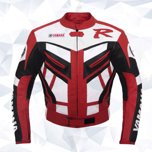 YAMAHA RED MOTORCYCLE RACING LEATHER JACKET (COLLECTIBLE)