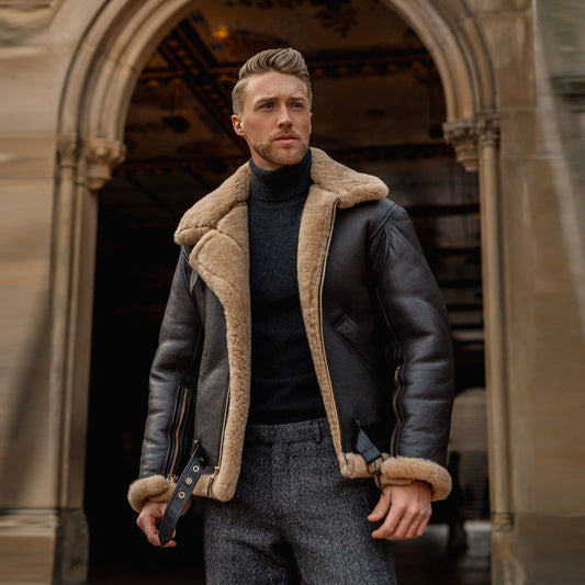 Men's B3 RAF Aviator Sheepskin Shearling Leather Jacket