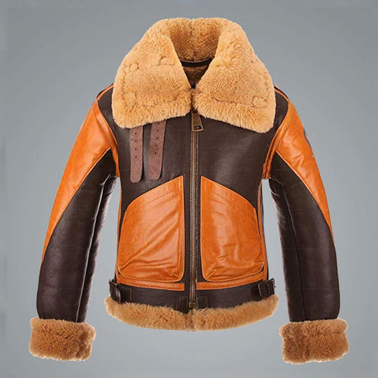 RAF B3 SHEARLING BOMBER LEATHER JACKETS MEN COAT