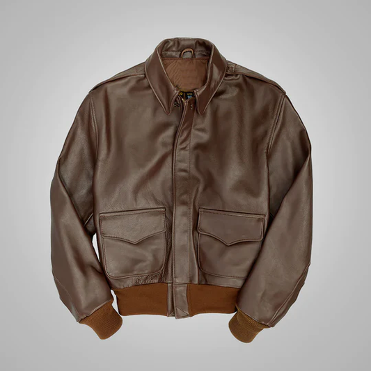 Men Brown RAF Flying Aviator Lambskin Leather Bomber Jacket