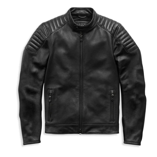 Men's Embossed Logo Padded Harley Davidson Biker Leather Jacket