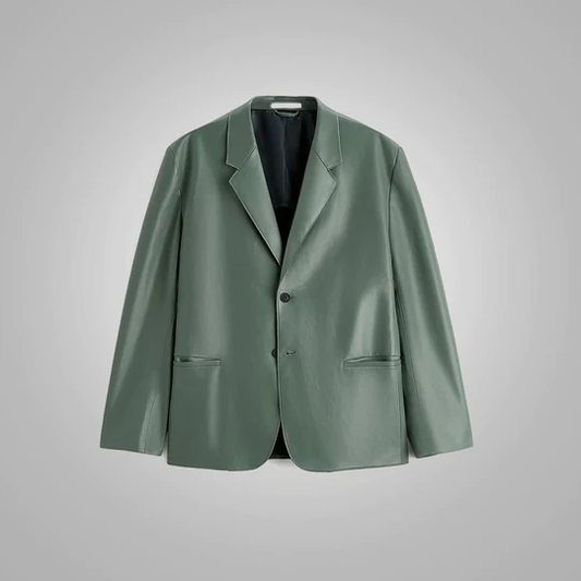 Grey soft leather blazzer