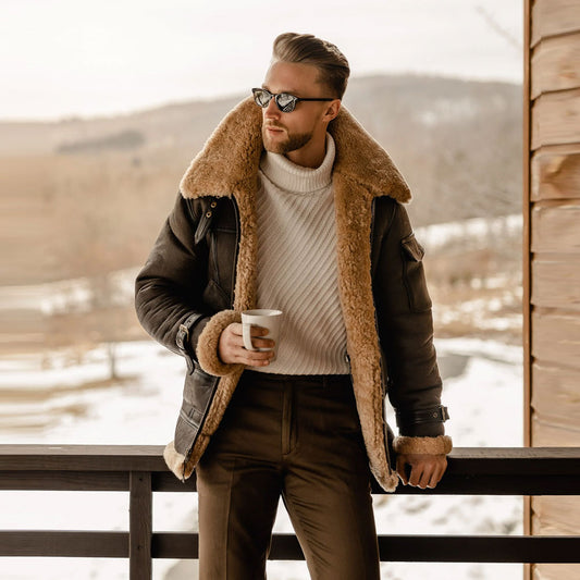 B3 bomber shearling leather jacket