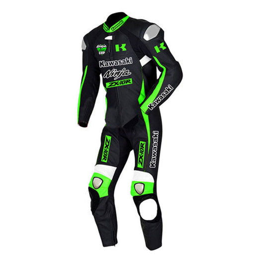 Men’s Green Kawasaki Ninja Motorcycle Racing Leather Suit