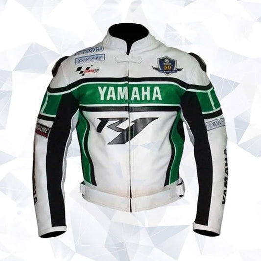 New Green Yamaha Genuine Cowhide Racing Motorcycle Leather Jacket