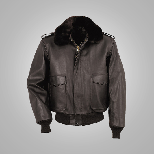 Men Brown Aviator A2 Flying Leather Bomber Jacket
