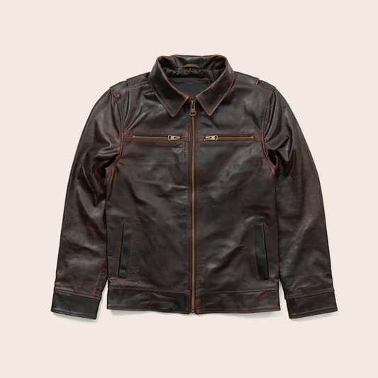 Men's Brown Aviator Classic Flight Genuine Leather Jacket