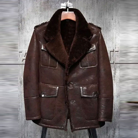 Men's B3 Pilot Aviator Sheepskin Leather Bomber Jacket