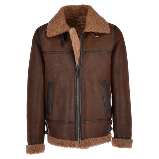 Men's B3 Aviator Sheepskin Shearling Bomber Leather Jacket