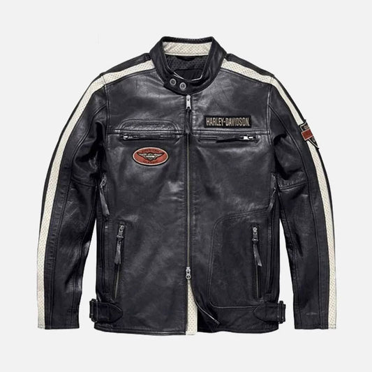 Harley Davidson Command Mens Motorcycle Mid-Weight Leather Jacket