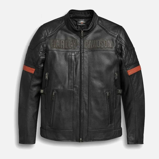Harley Davidson Men’s Vanocker Waterproof H-D Triple Vent System Leather Jacket