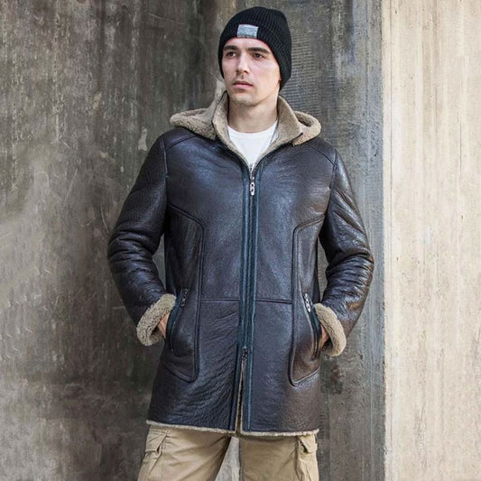 brown shearling coat