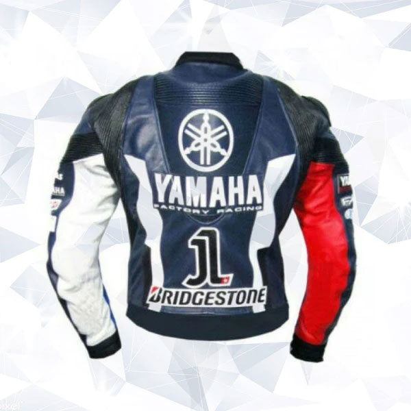 Handmade Mens Yamaha Blue Petronas Motorbike Leather Jacket