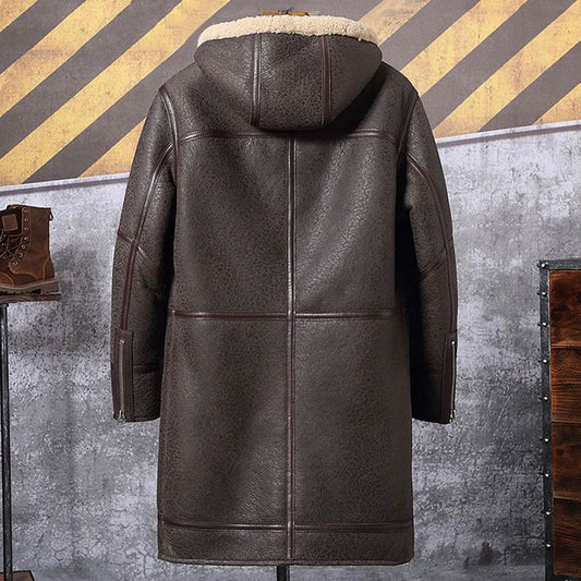 shearling long coat for men