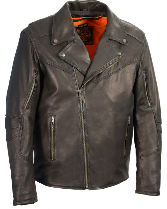 Men's Black Lightweight Long Biker Riding Jacket