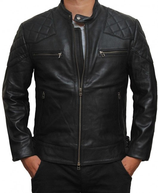Men's Triple Stitch Extra Long Biker Jacket