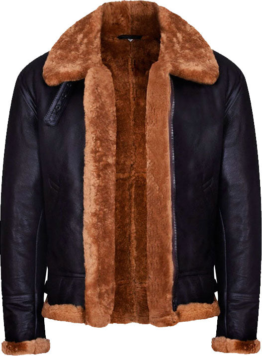 New Mens Aviator Bomber Leather Jacket With Fur