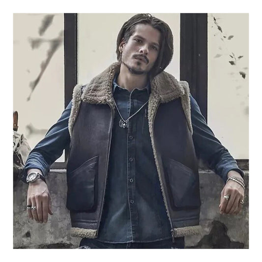 Men’s Classic B3 Dark Brown Leather Shearling Vest