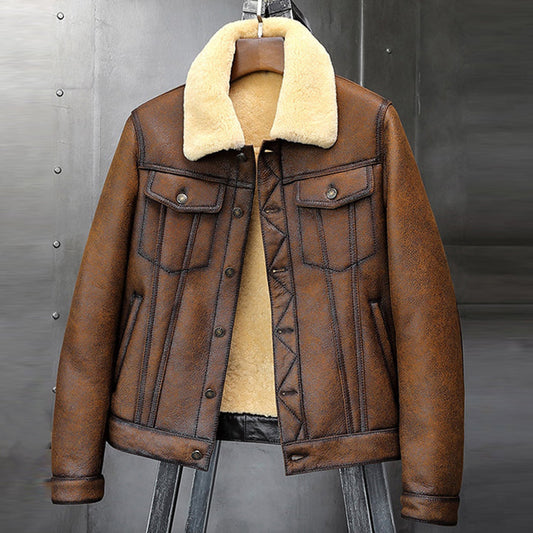 Men’s Brown B3 Shearling Flight Aviator Jacket