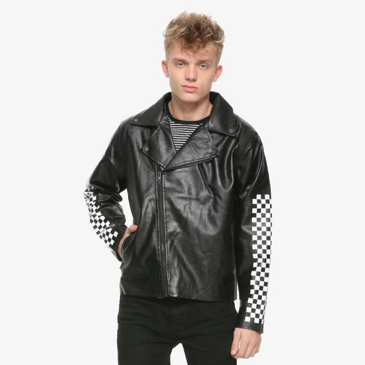 New Mens Black Lambskin Motorcycle Leather Biker Jacket