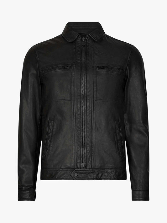 Mens Winter Aviator Sheepskin Leather Biker Jacket